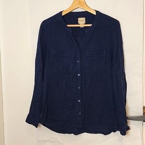 G.H. Bass & Co 100% cotton Women Long‎ Sleeve Shirt size L